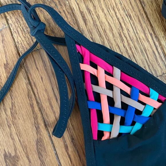 EUC MED Red Carter $200 Dream Weaver Black 2pc Bikini Top & Bottom - Picture 15 of 16